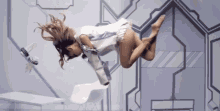 zero gravity floating seductive sexy taking off clothes