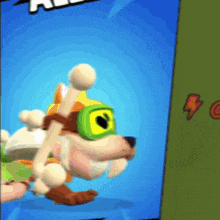 a cartoon of a dog wearing a green goggles and a hat