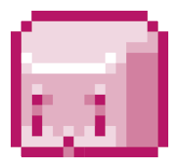 a pixel art of a pink square with a white border on a white background