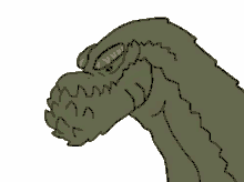 a cartoon drawing of a crocodile with its mouth open and sharp teeth .