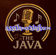 a logo for the java with a microphone in the center