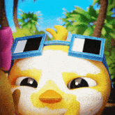 a close up of a cartoon character wearing sunglasses