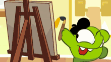 Painting Om Nom GIF - Painting Om Nom Om Nom And Cut The Rope GIFs
