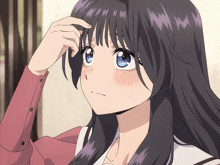 a close up of a girl 's face with a surprised look on her face