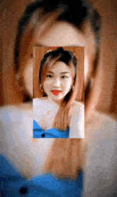a blurry picture of a woman 's face is shown