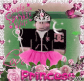 a picture of a girl wearing a tutu and a tiara with the words princess on the bottom