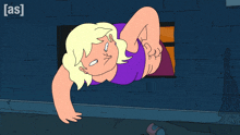 a cartoon of a woman doing a handstand with the letters [ as ] on the bottom right