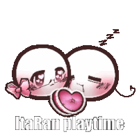 a cartoon character with a heart in its mouth and the words " itaran playtime " below it