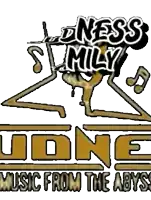 a logo for music from the abyss shows a cartoon character