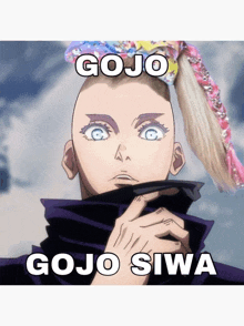 a picture of a girl with a ponytail and the words gojo gojo siwa on the bottom