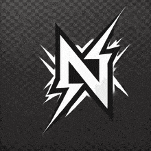 a black and white logo with a lightning bolt in the middle
