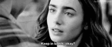 Keep In Touch Okay Lily Collins GIF - Keep In Touch Okay Lily Collins Hug GIFs