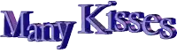 a purple logo that says many kisses on it