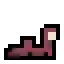 a pixel art drawing of a red worm with a white nose and mouth .