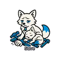 a sticker of a dog and a kitten with the word save on the bottom