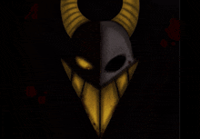 a drawing of a devil with horns and a yellow face
