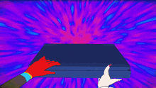 a cartoon drawing of a person using a laptop with a green screen