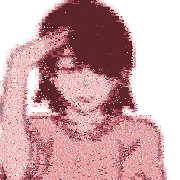 a pixel art drawing of a girl scratching her forehead