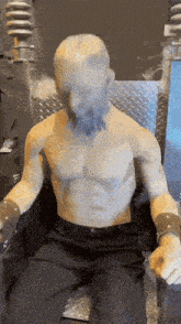 a statue of a man with a beard sitting in a chair