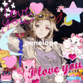 a pixel art of a girl with the name penelope