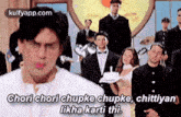 a man in a tuxedo is standing in front of a group of people .