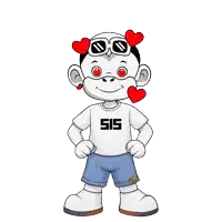 a cartoon character wearing sunglasses and a shirt that says ' sis ' on it