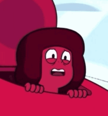 a close up of a cartoon character with a surprised look on his face .