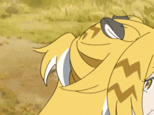 a cartoon drawing of a tiger with a lightning bolt on its ear