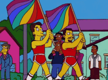 Rainbow Flag Simpson GIF - Rainbow Flag Simpson Wave Flag GIFs