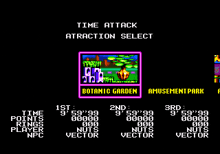 a video game screen shows the time attack attraction select