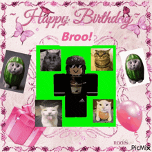 a birthday card for broo with watermelon cats