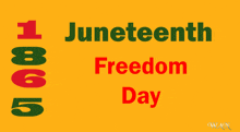 a yellow background with the words " juneteenth freedom day " on it