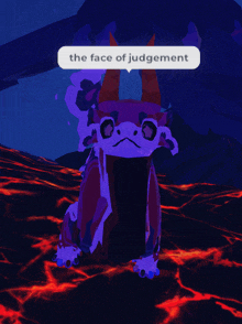 the face of judgement is written on a blue background