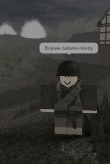 a soldier in a video game says bojowe zadanie młody