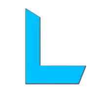a blue letter l with a white background
