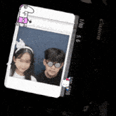 a canon camera has a picture of a boy and a girl