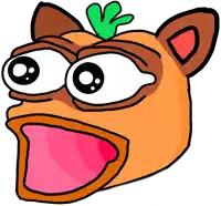 a cartoon drawing of a bear 's head with a green leaf on its head