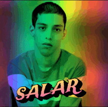 a portrait of a young man with the name salar written on it