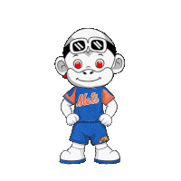 a cartoon character wearing a mets jersey