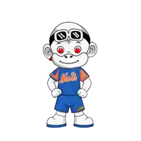 a cartoon character wearing a mets jersey