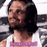 a picture of a man with the words james de lian written on the bottom