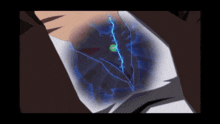 a drawing of a person 's chest with a lightning bolt coming out of it