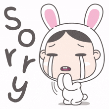cute baby girl rabbit sorry