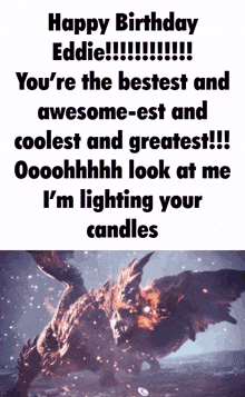 a birthday card for eddie with a picture of a dragon