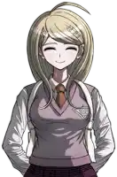 a girl in a sweater and tie is smiling