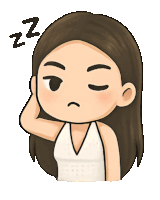 a cartoon drawing of a woman sleeping with a zzz sign above her head
