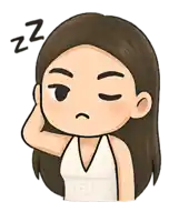 a cartoon drawing of a woman sleeping with a zzz sign above her head