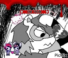 a black and white drawing of a cartoon character with the word emo freak on it