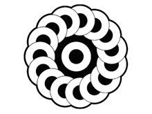a black and white circular pattern with a circle in the middle