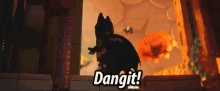 a cartoon character is standing in front of a window and says dangit